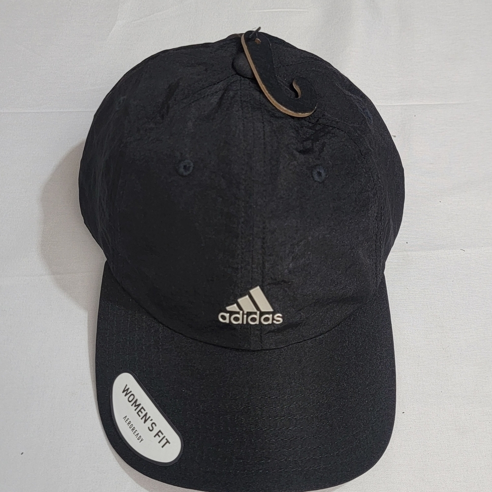 adidas Womens Areoready Black With Silver Logo Hat Areoready Drying Technology